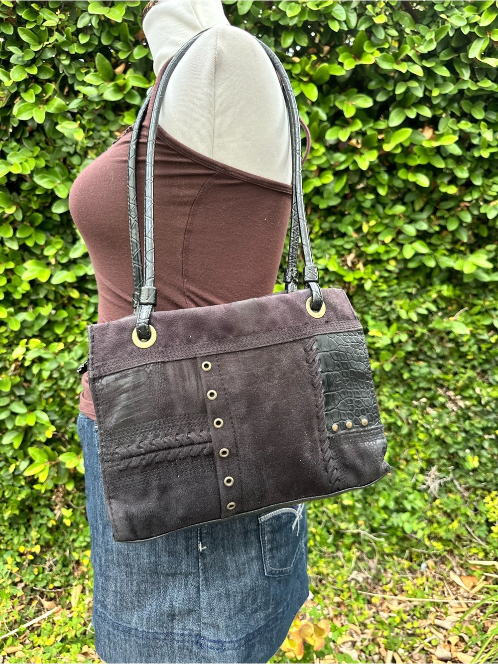✨90’s style black patchwork bag